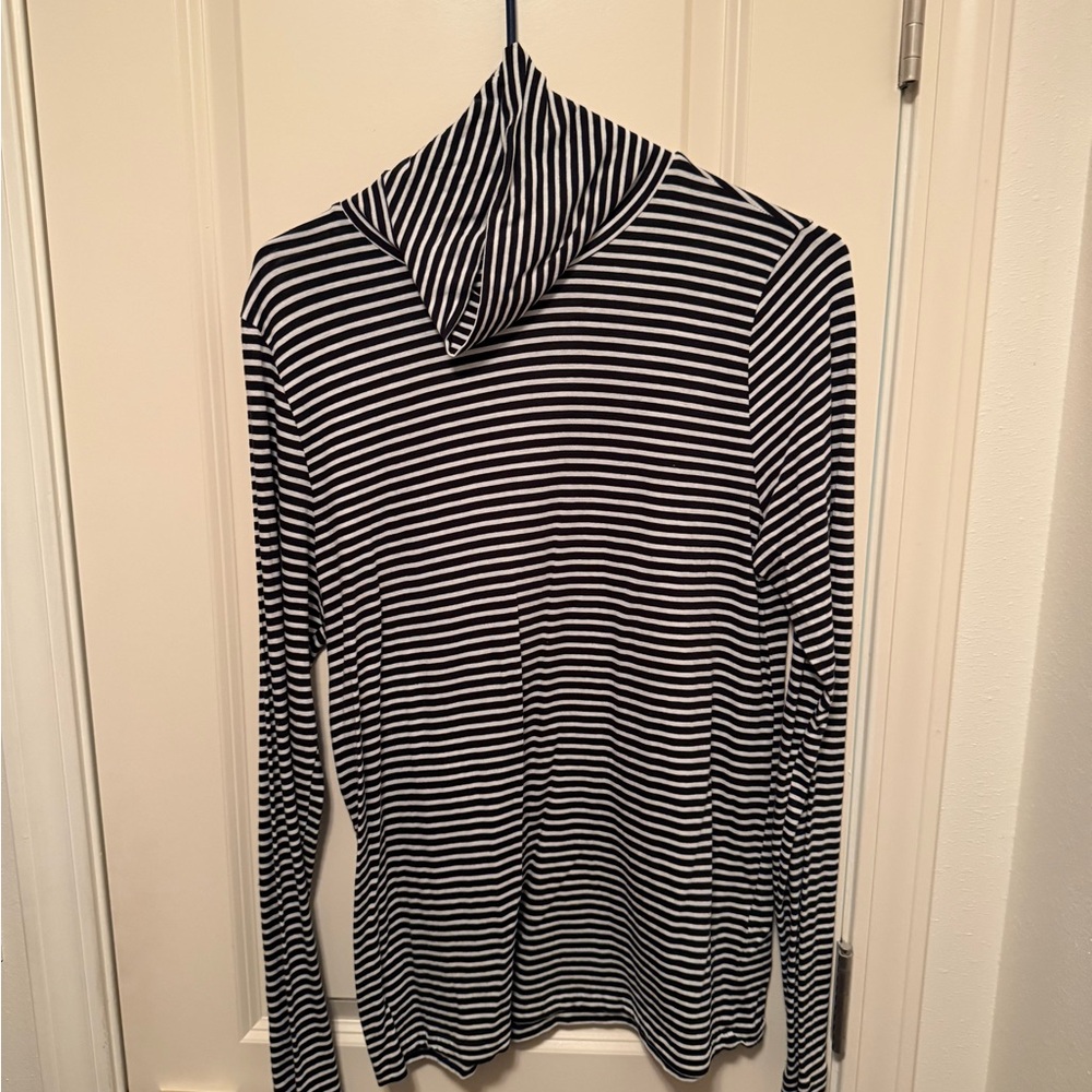 J. Crew Navy and White Striped Lightweight Turtleneck